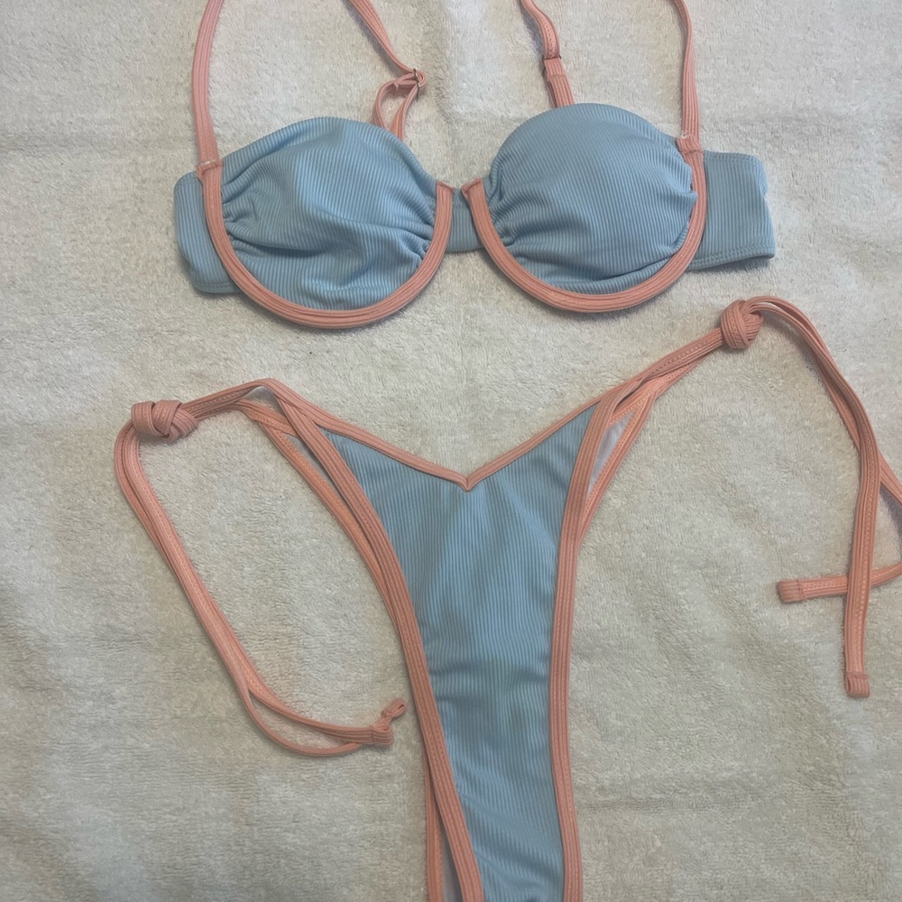 Blue and Pink Bikini Set